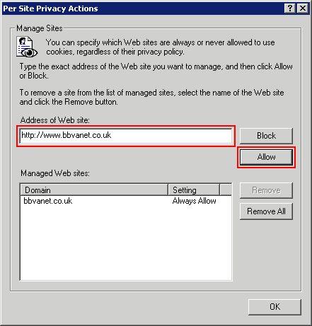 Per Site Privacy Actions